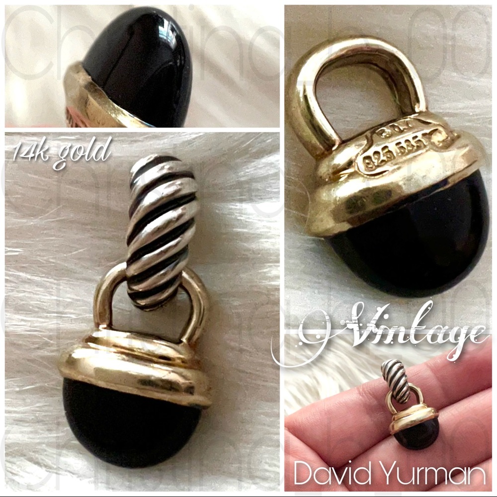 14k gold David Yurman onyx necklace enhancer